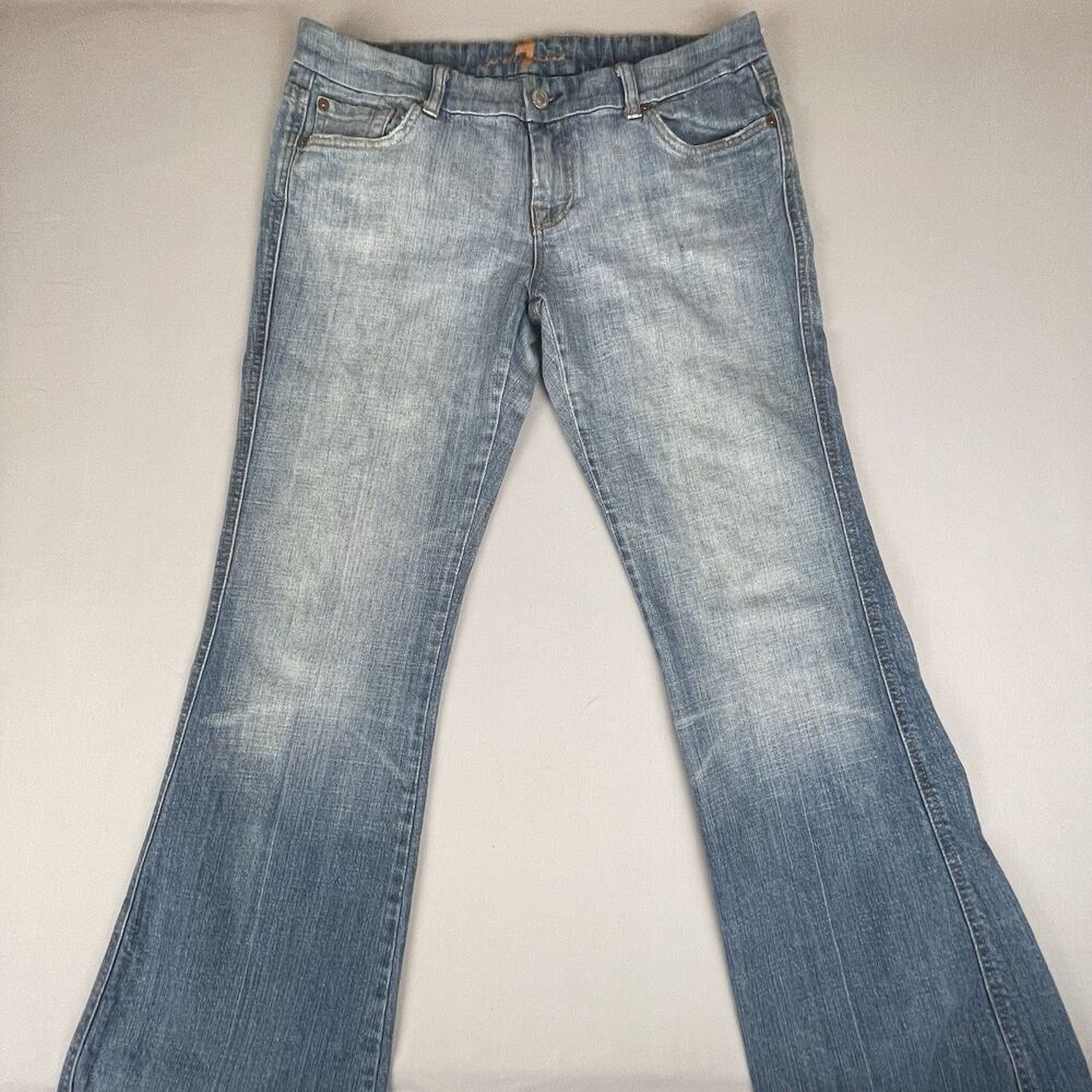 7 For All Mankind Flare Denim Jeans Women’s 30 Rhinestone A Pockets Vintage Y2K